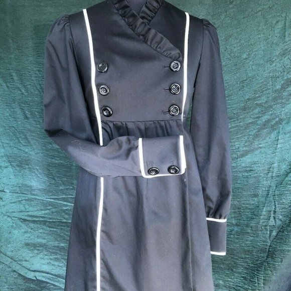 Betsey Johnson Dress Jacket Black Ruffles White Trim Double Breasted Size 4 - Picture 4 of 12